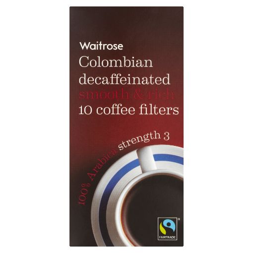 Picture of Waitrose 10 Coffee Filters Colombian Decaf 75g