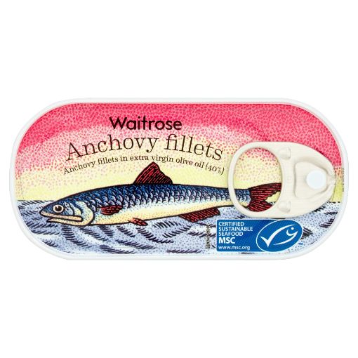 Picture of Waitrose Anchovy Fillets In Ext.Virgin Olive Oil 50g