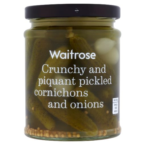 Picture of Waitrose Cornichons & Onions Pickled 285g