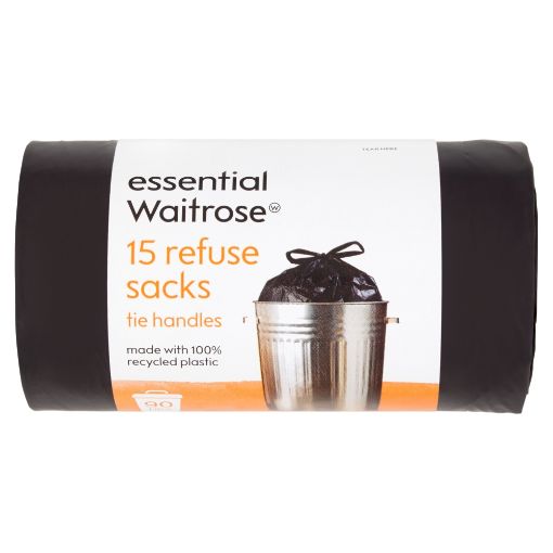 Picture of Waitrose Essential Refuse Sacks Tie Handle 15s