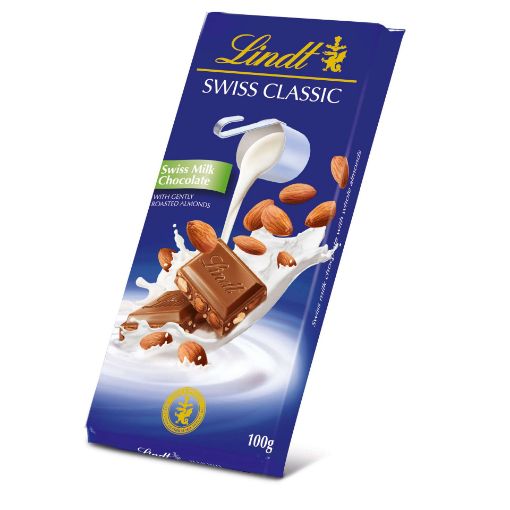 Picture of Lindt Swiss Classic Milk with Whole Almond Chocolate 100g