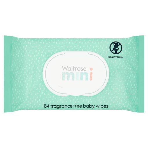 Picture of Waitrose Mini Baby Wipes Fragrance Free 64s