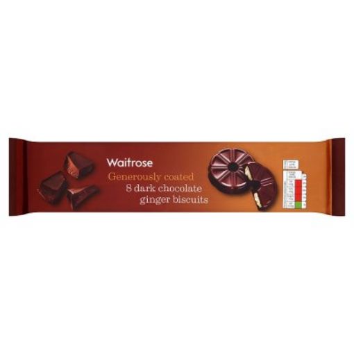 Picture of Waitrose Coated Dark Chocolate & Ginger Biscuit 180g