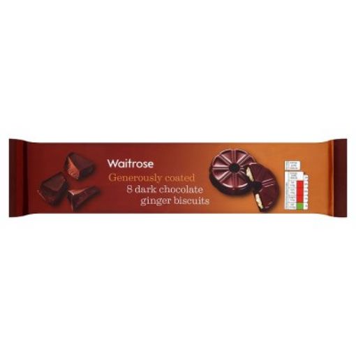 Picture of Waitrose Coated Dark Chocolate & Ginger Biscuit 180g