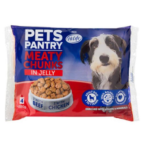 Picture of Pets Pantry Pouch Meaty Chunks In Jelly (100gx4)