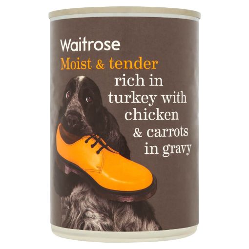 Picture of Waitrose Dog Food Chunks Gravy Turkey/Chicken & Carrots 400g