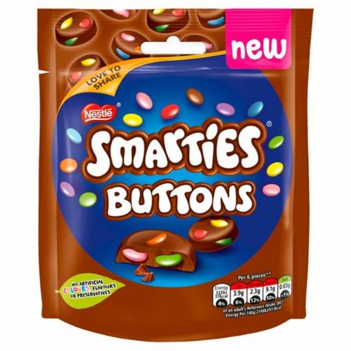Picture of Nestle Smarties Buttons Milk Chocolate Pouch 90g