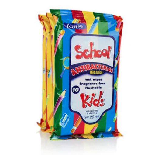 Picture of Icare School Kids Antibacterial Wipes 10s