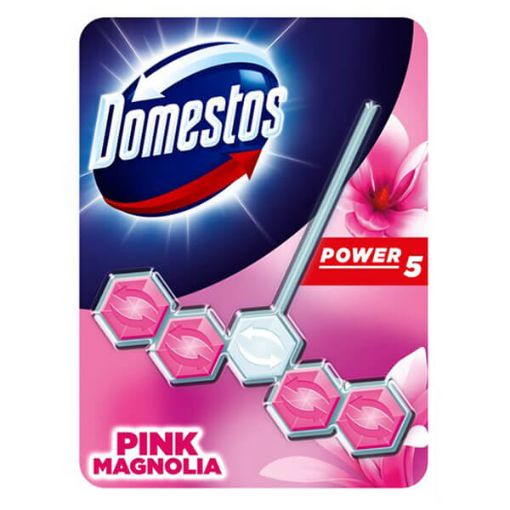 Picture of Domestos Power 5 Pink Magnolia Toilet Block 55g