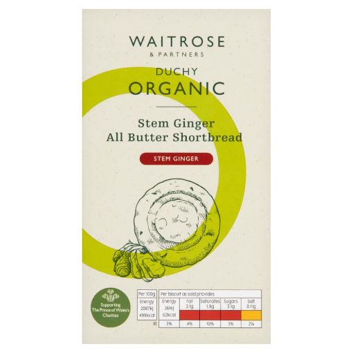 Picture of Waitrose Duchy Organic Shortbread Stem Ginger 150g