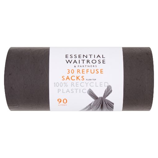 Picture of Waitrose Essential Refuse Sacks Flush Top (90L) 30s