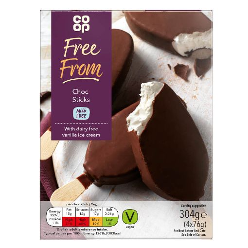 Picture of Co-op Free From Choc Sticks (76gx4)
