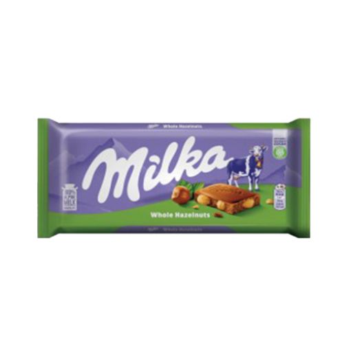 Picture of Milka Whole Hazelnuts Chocolate Bar 100g