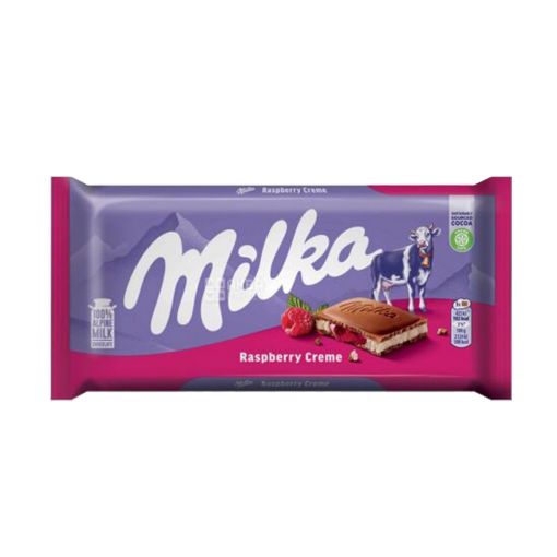 Picture of Milka Alpine Raspberry Chocolate Bar 100g