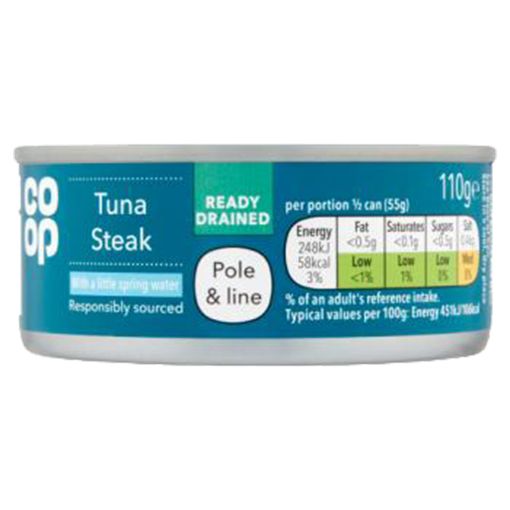 Picture of Co Op Drained Tuna Steak Singles Spring Water 110g