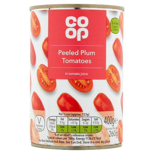 Picture of CO-OP Peeled Plum Tomatoes In Tomato Juice 400g