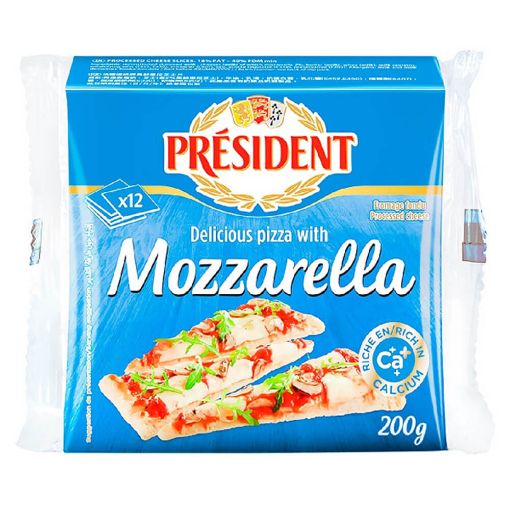 Picture of President Sliced Mozzarela Cheese 200g
